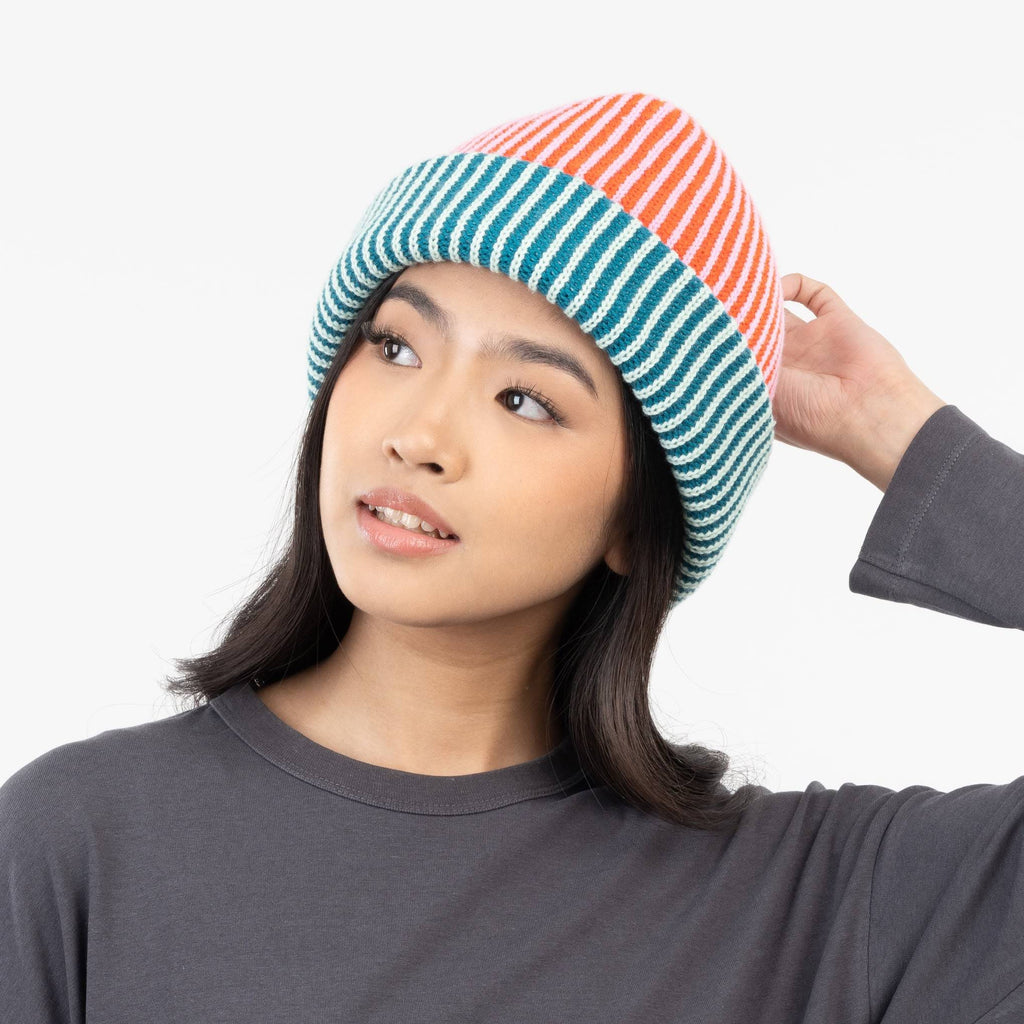 Verloop Pinstripe Plush Beanie - Poppy Teal