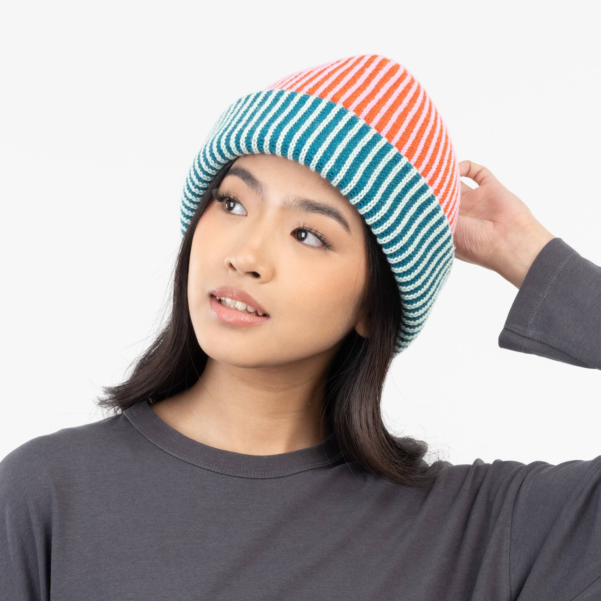 Verloop Pinstripe Plush Beanie - Poppy Teal