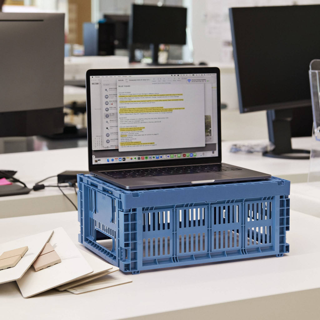 HAY Recycled Plastic Collapsible Color Crate - Electric Blue