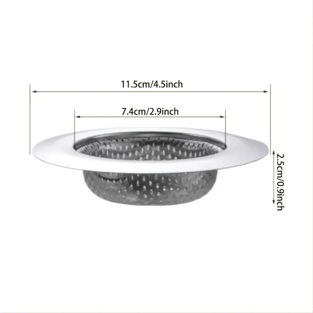 2 Pack Sink Strainer Sets - Large Wide Rim 4.5" Stainless Steel Strainer with Rust-Free Function and Anti-Clogging Mi...