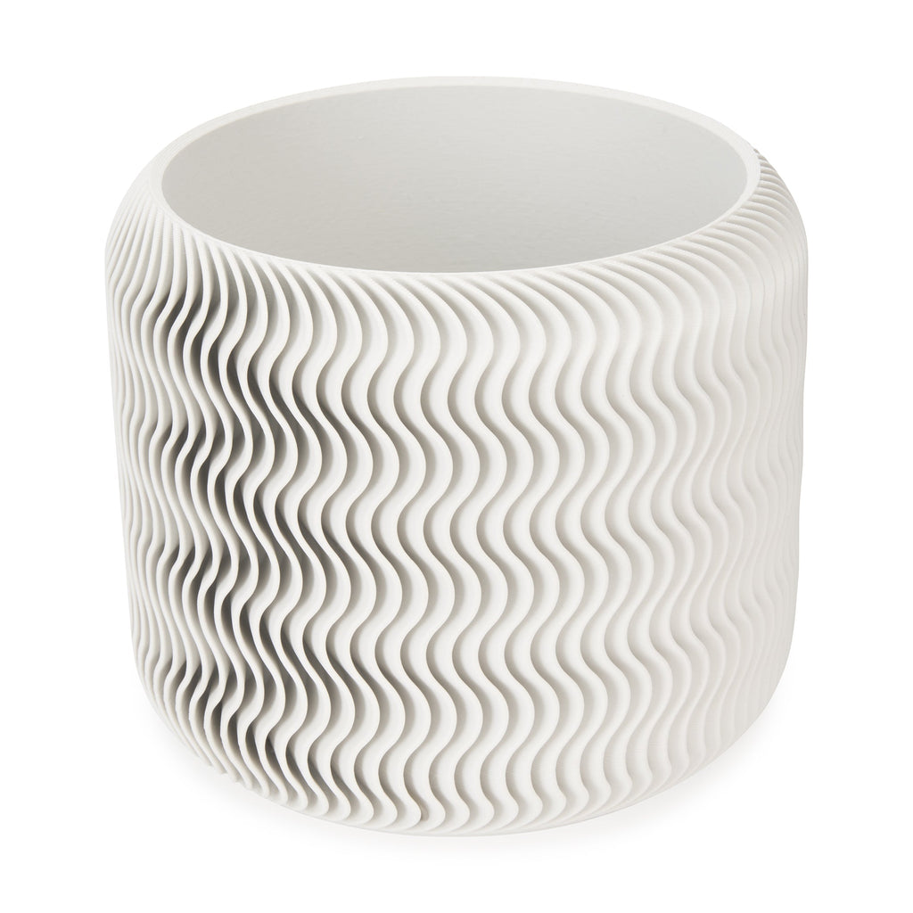 Wavy Pine 3D-Printed Planter - White