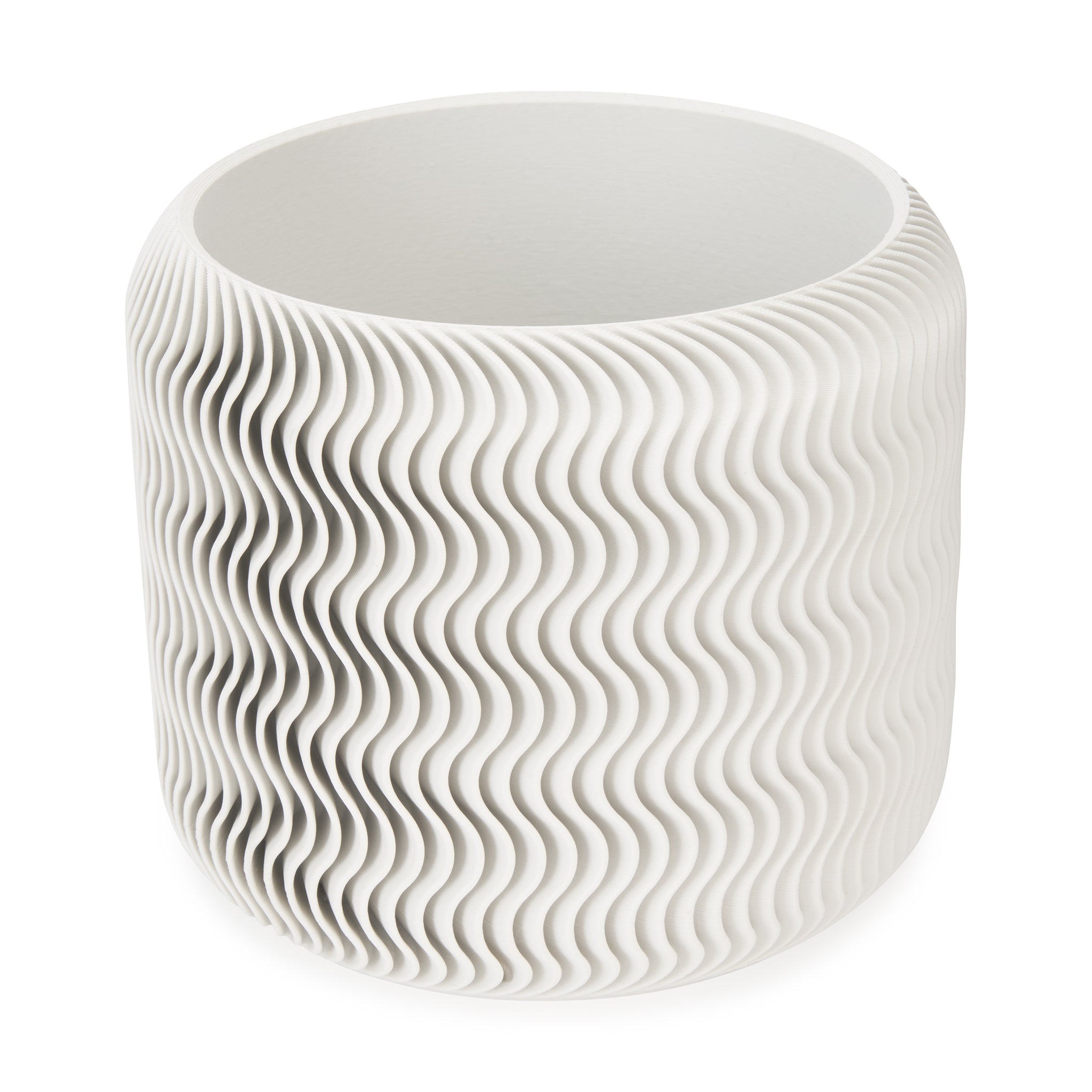 Wavy Pine 3D-Printed Planter - White