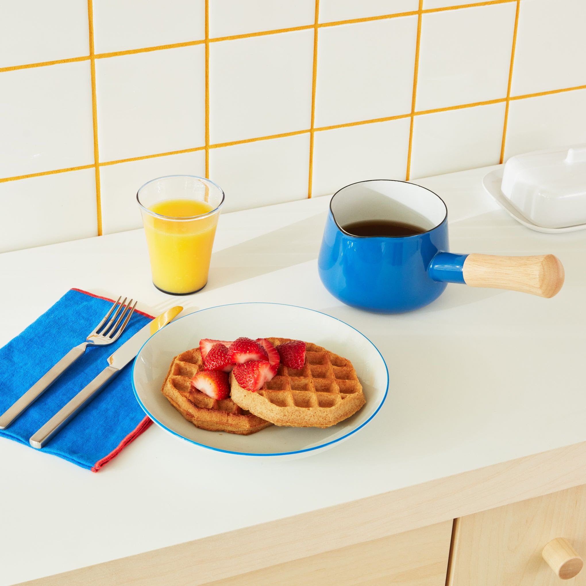 Porcelain Enamel Milk Pan - Blue