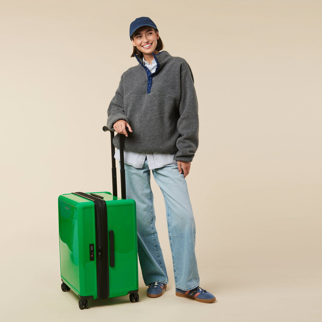 Square Expandable Suitcase with TT Handle - Checked