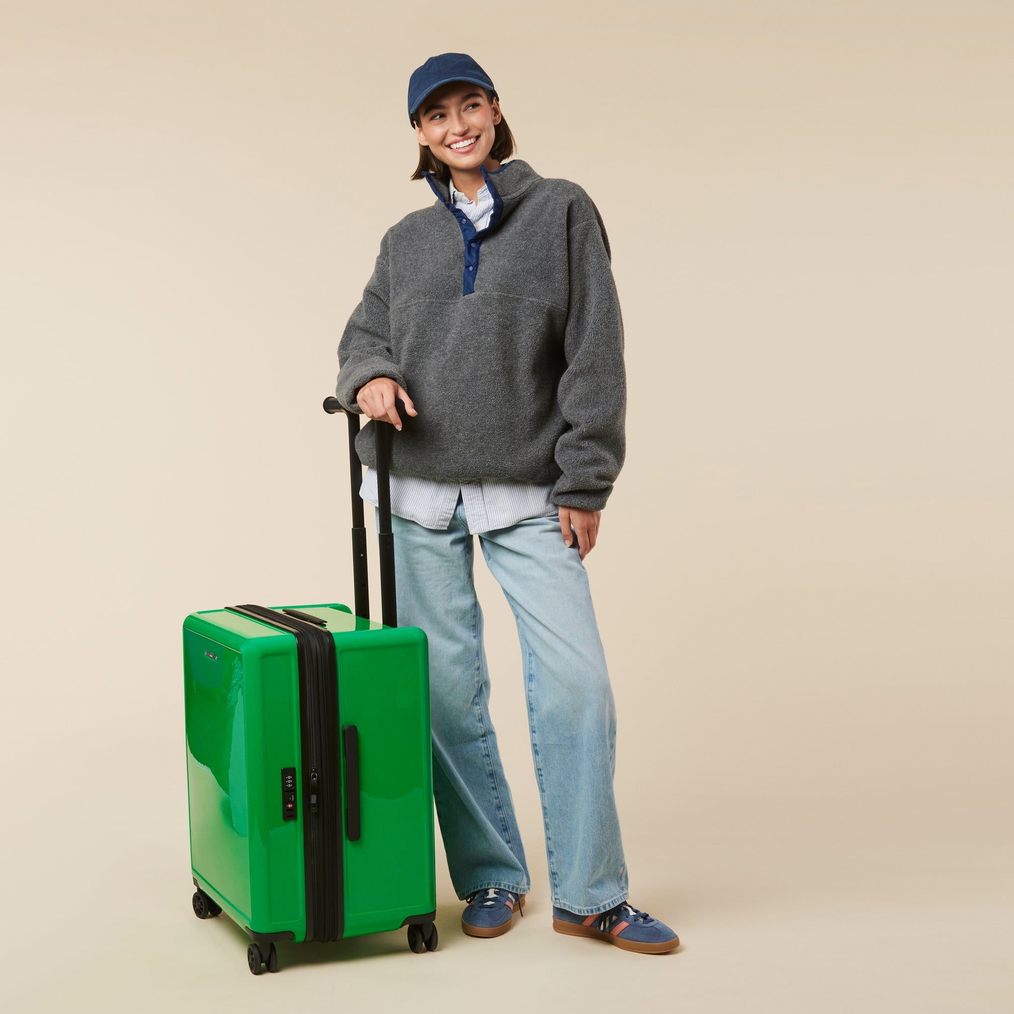 Square Expandable Suitcase with TT Handle - Checked