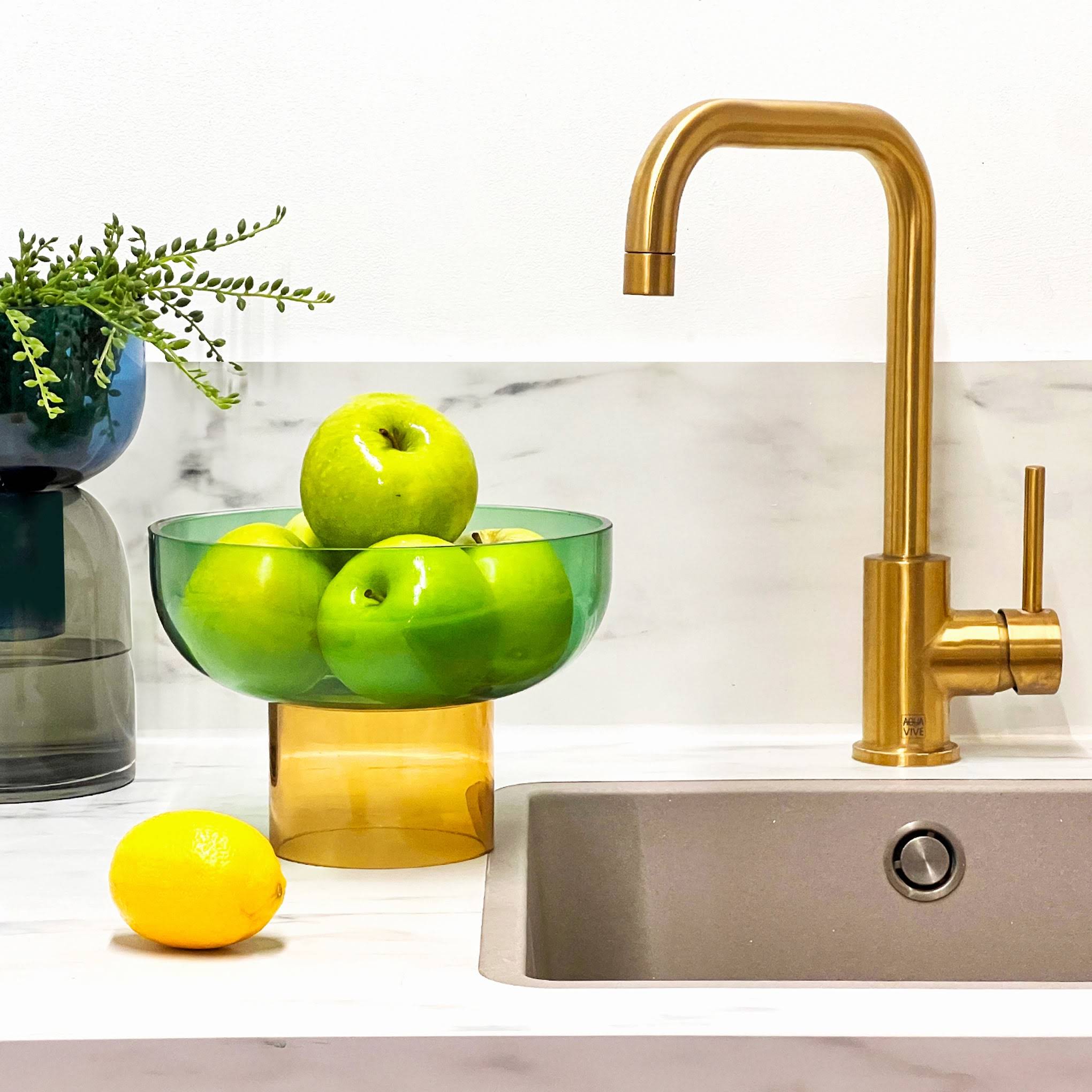 Dual Color Glass Fruit Bowl - Green/ Yellow