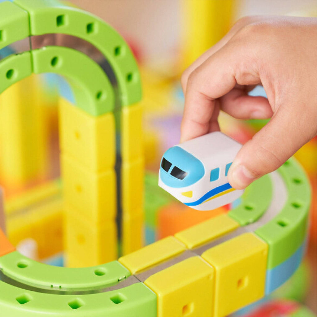 Magnetic Train Rail Cube Block Toy Set - Deluxe 66 pcs