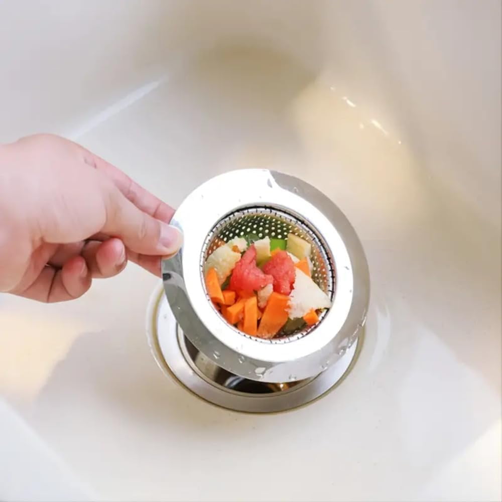 2 Pack Sink Strainer Sets - Large Wide Rim 4.5" Stainless Steel Strainer with Rust-Free Function and Anti-Clogging Mi...