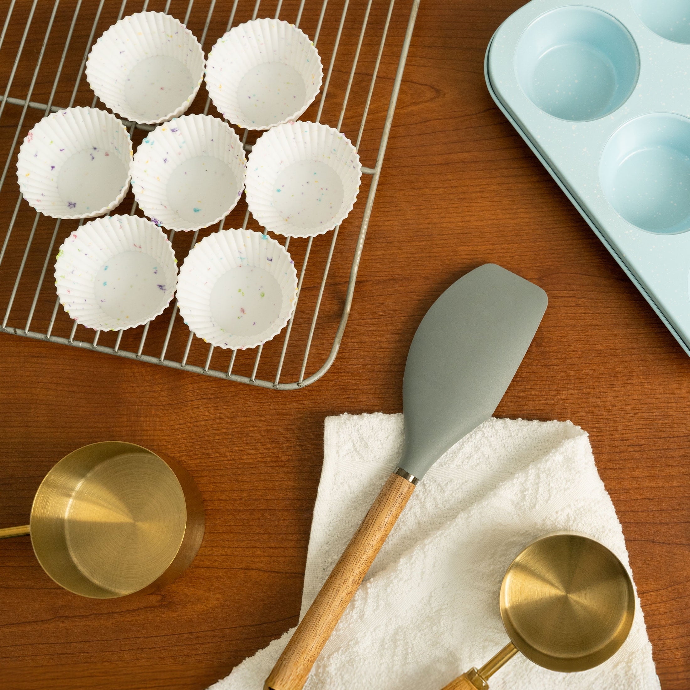 Reusable Non-Stick Silicone Baking Cups (12 Pack) - Standard Size - Confetti