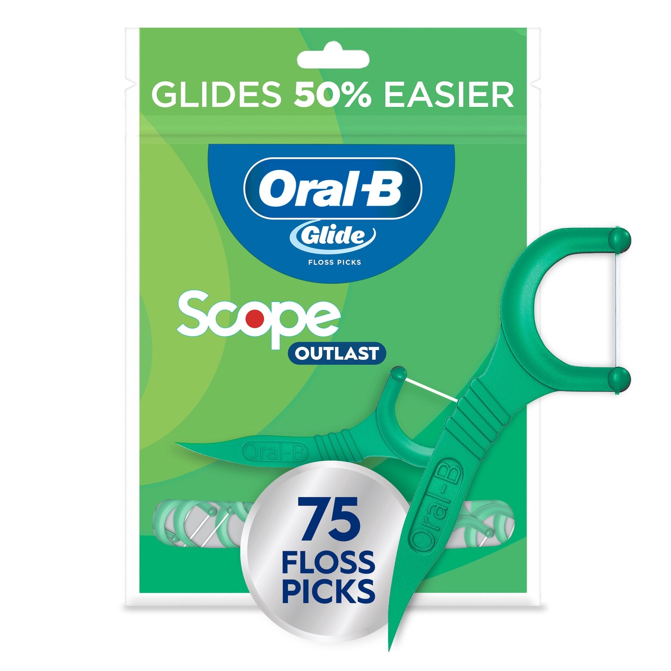 Floss, Glide Mint Dental Floss Picks with Long Lasting Scope Flavor, 75 Picks