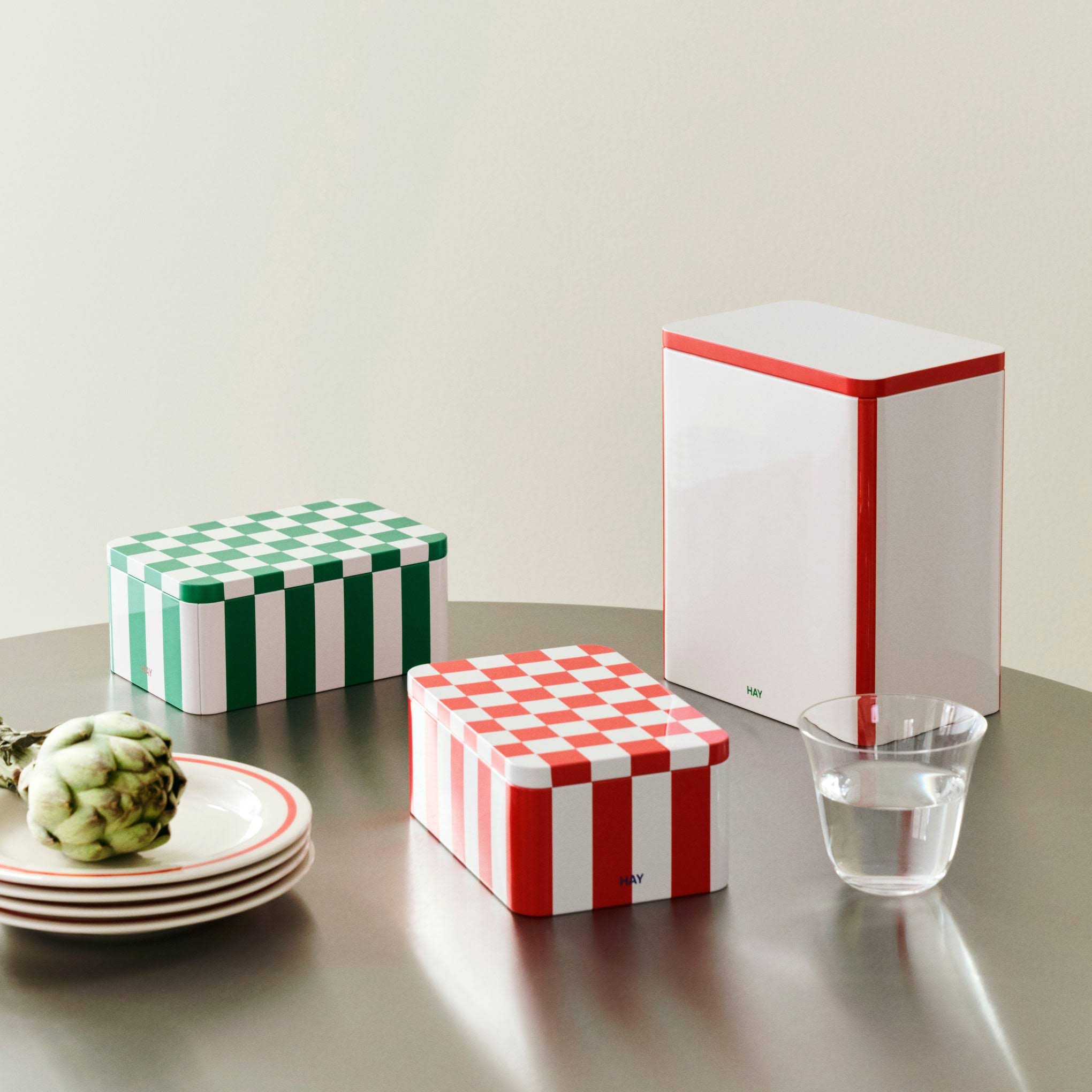 HAY Tin Container - Red/ Off White