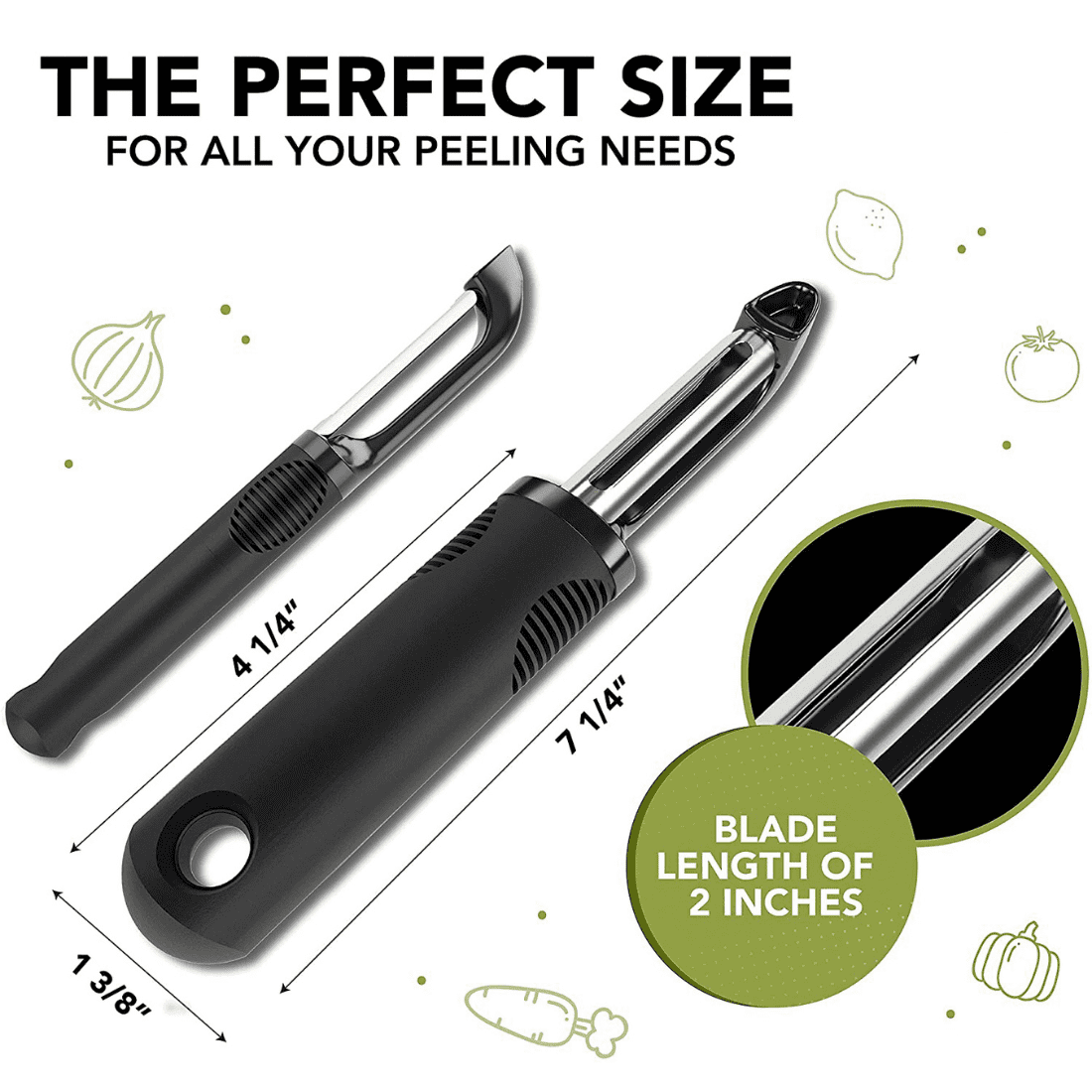 Vegetable Peelers Set – 2 Pack for Kitchen, Apple, Fruit, Carrot, Veggie, Potatoes Peeler, Y-Shaped and Swivel Stainl...
