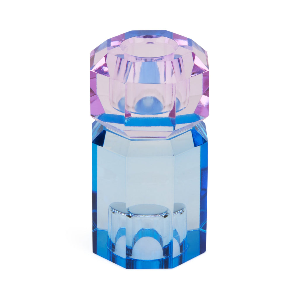 Faceted Crystal Candle Holder - Cobalt/ Violet