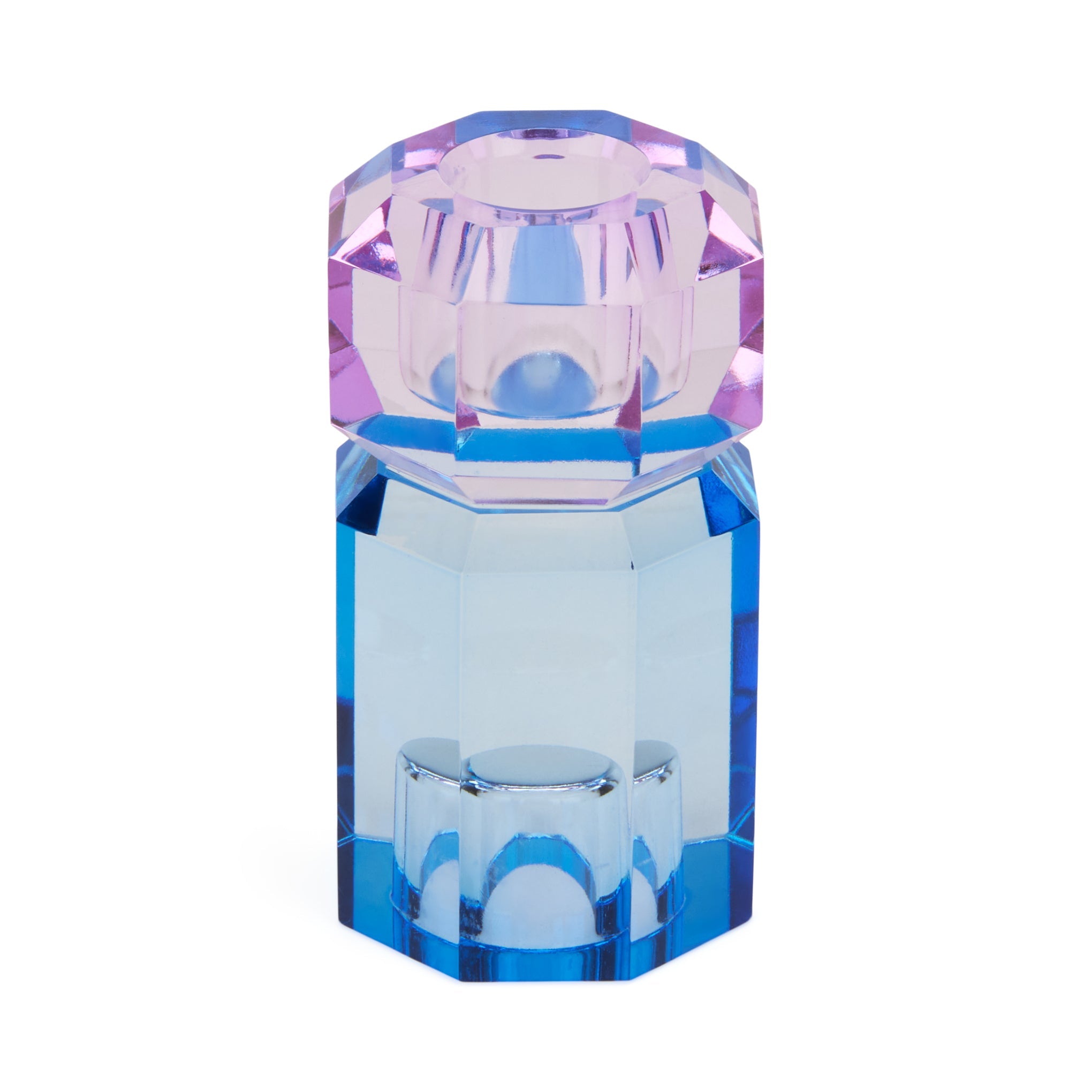 Faceted Crystal Candle Holder - Cobalt/ Violet