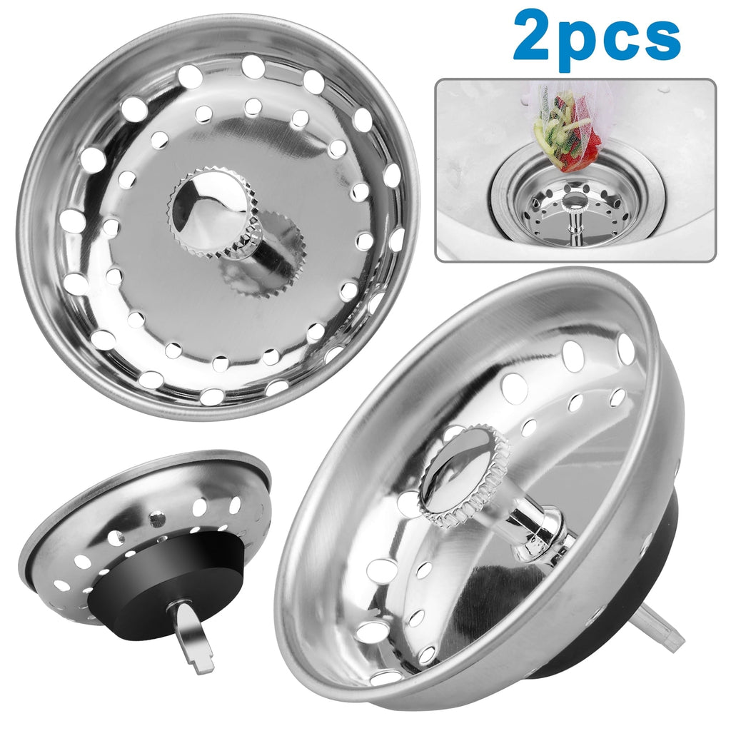 2pcs Kitchen Sink Strainer Baskets, Stainless Steel Sink Stopper, Anti-Clogging Food Catcher for 3.1" Drain Hole