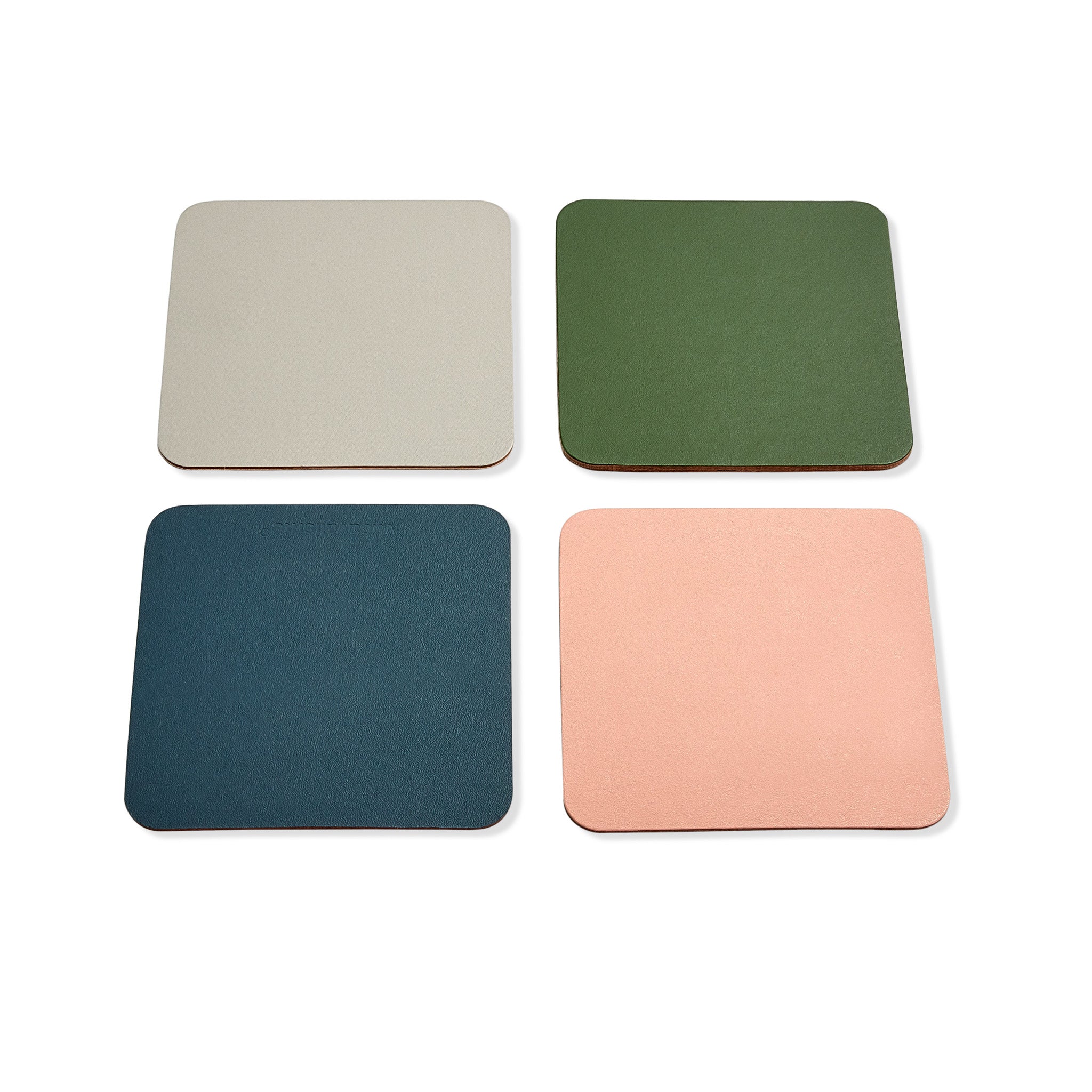 Dual-Sided Recycled Leather Coasters – Set of 4 - Square
