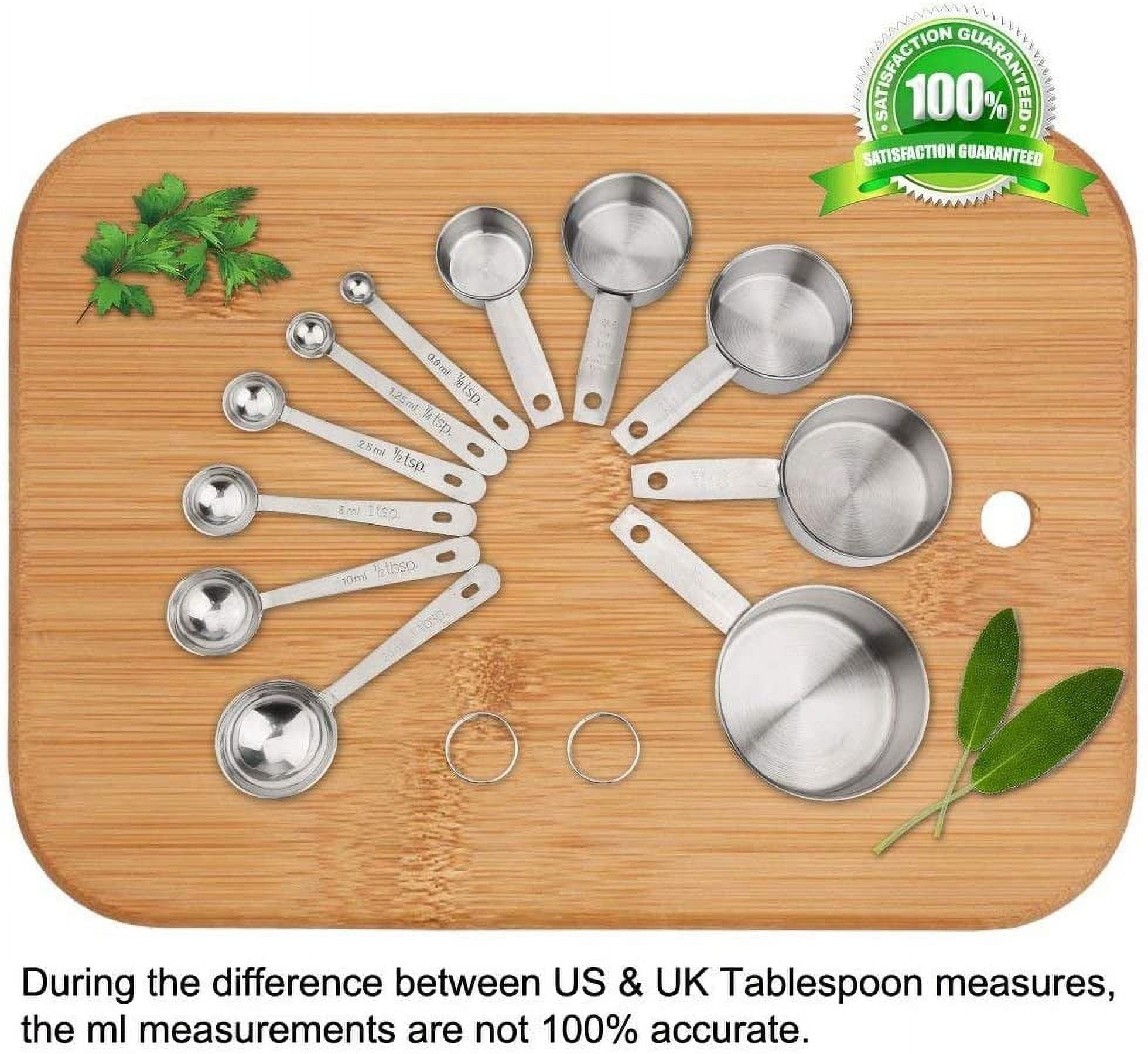 13-Piece Stainless Steel Measuring Cups and Spoons Set, 5 Stainless Steel Measuring Cups,6 Stainless Steel Mea...