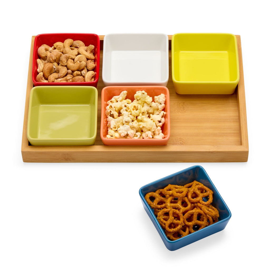 Snack and Serve Tray with Set of 6 Bowls