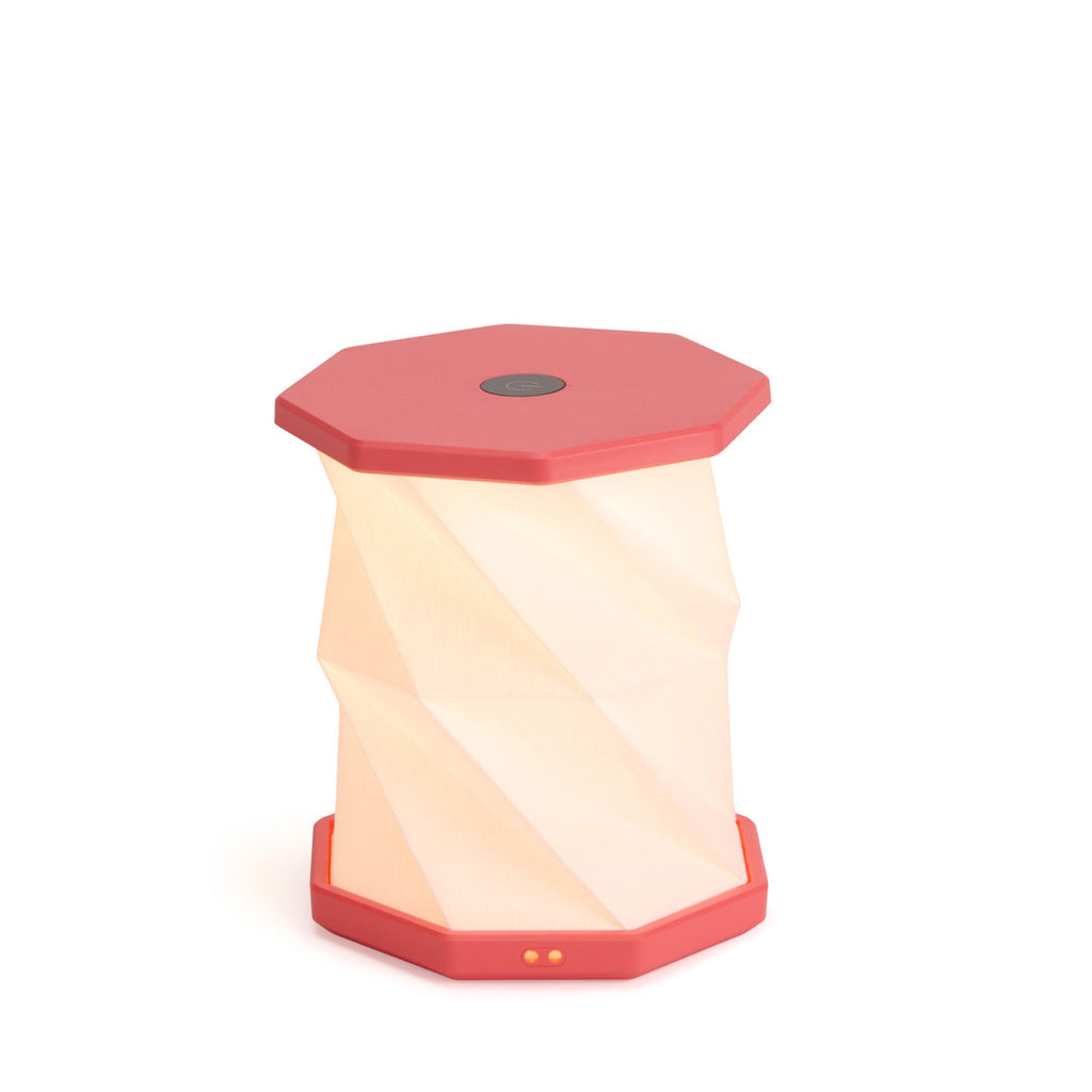 Twist Hexagon Portable Table Lamp - Coral Red