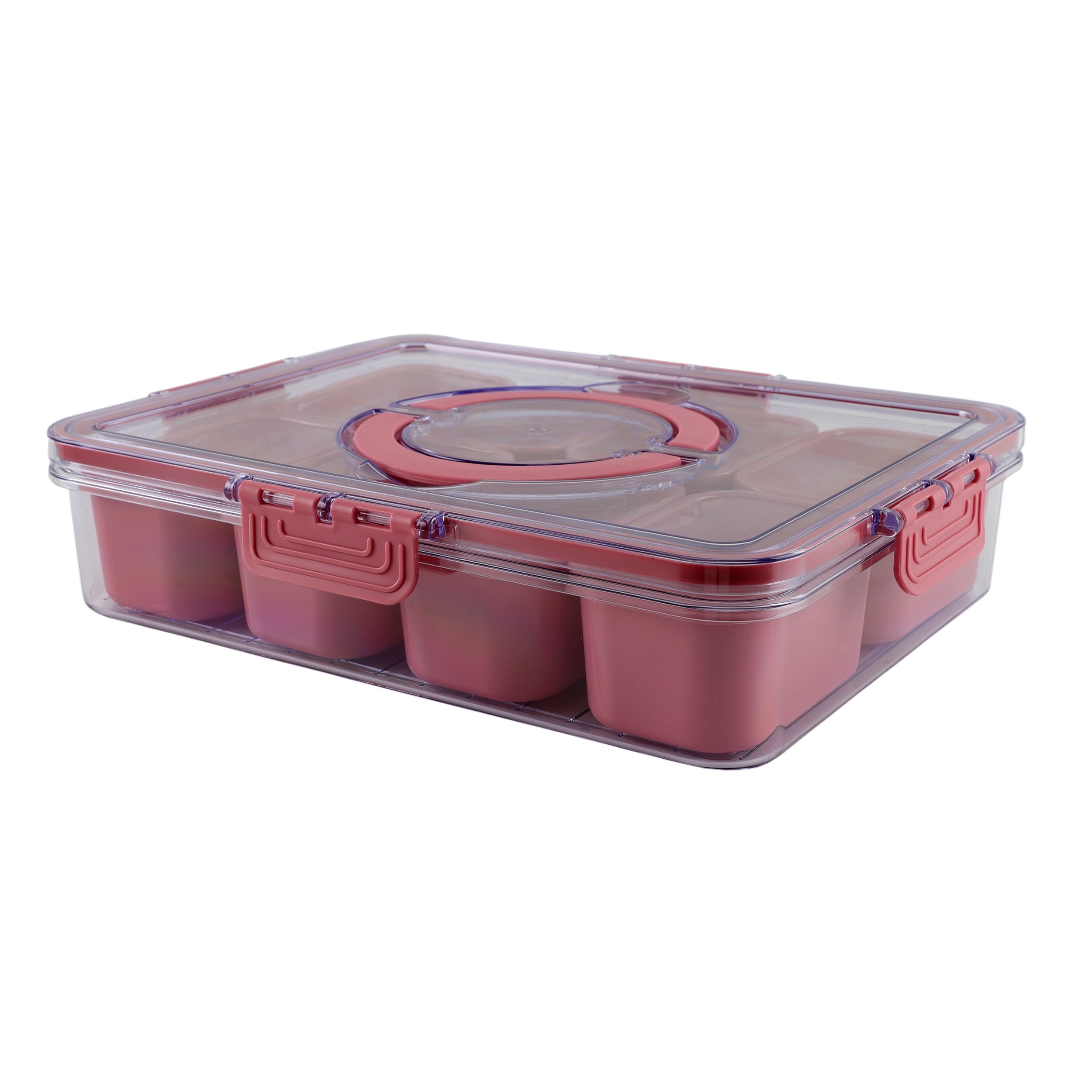 8-Compartment Snackle Box, Charcuterie and Snack Container, Divided Serving Tray with Lids and Handle, Dishwasher Saf...