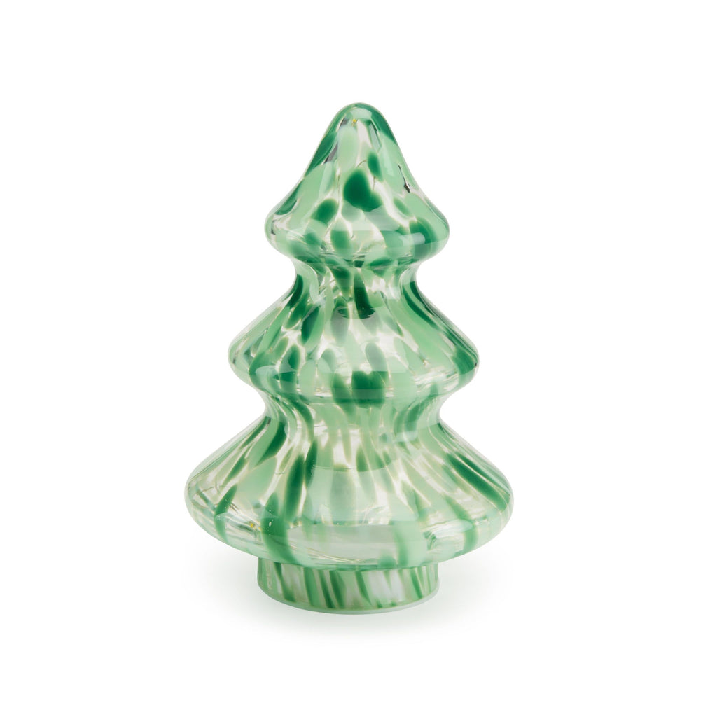 LED Lighted Marbled Glass Holiday Decor - Marbled Tree Tiered