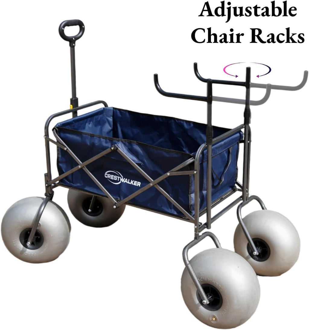 Beach Cart with 13" Balloon Wheels, Chair Racks &amp; Pump Included