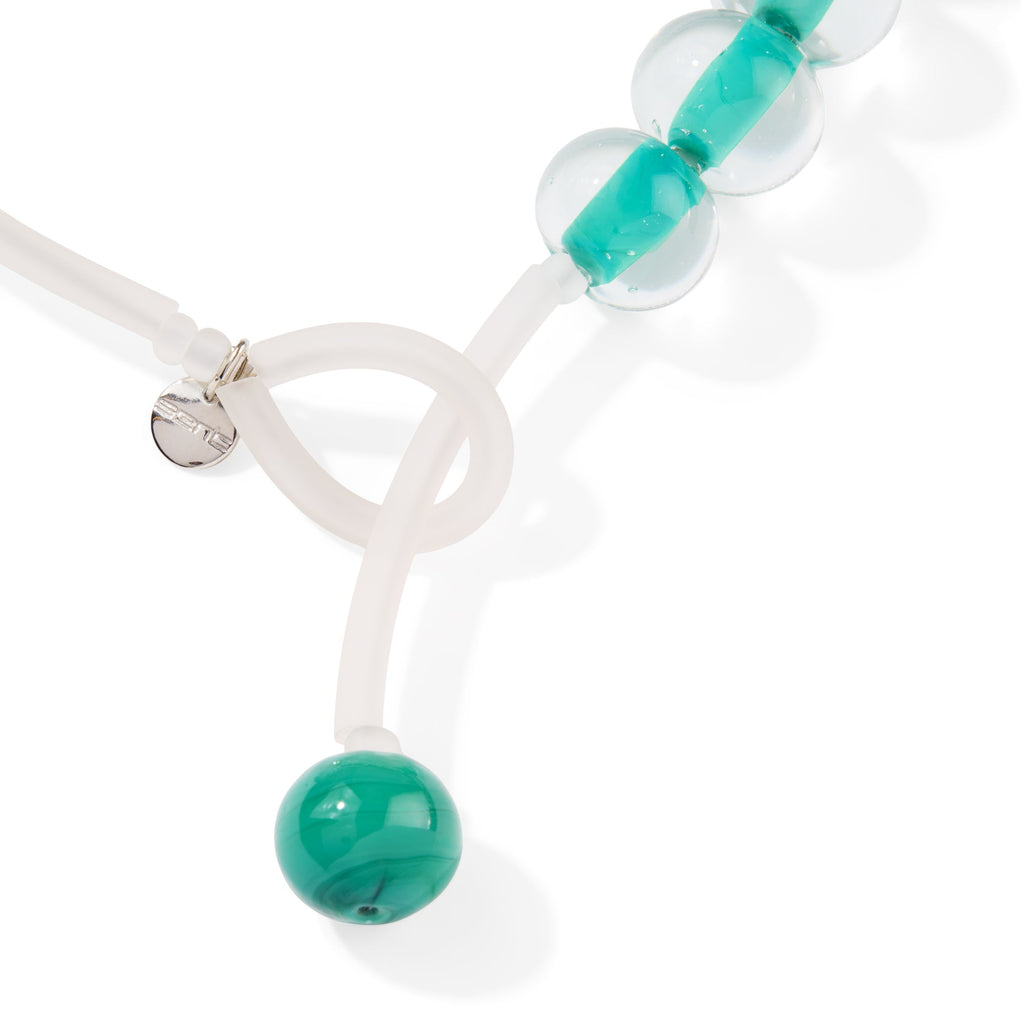 Glass Ball Strip Necklace - Turquoise