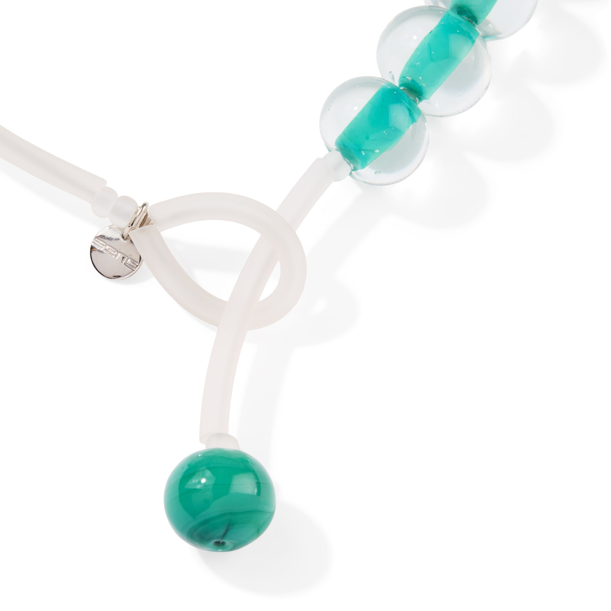 Glass Ball Strip Necklace - Turquoise