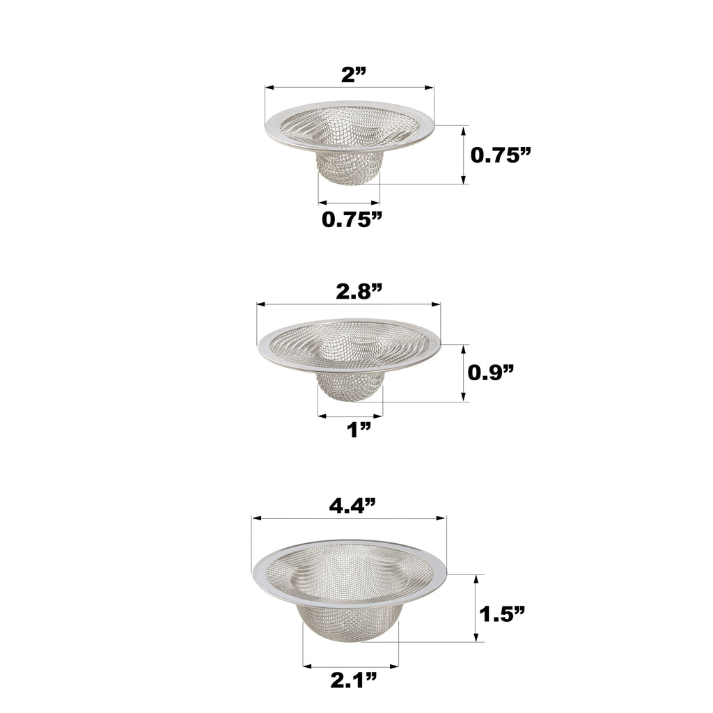 Size 3 Pack Stainless Steel Mesh Drain Strainers Silver