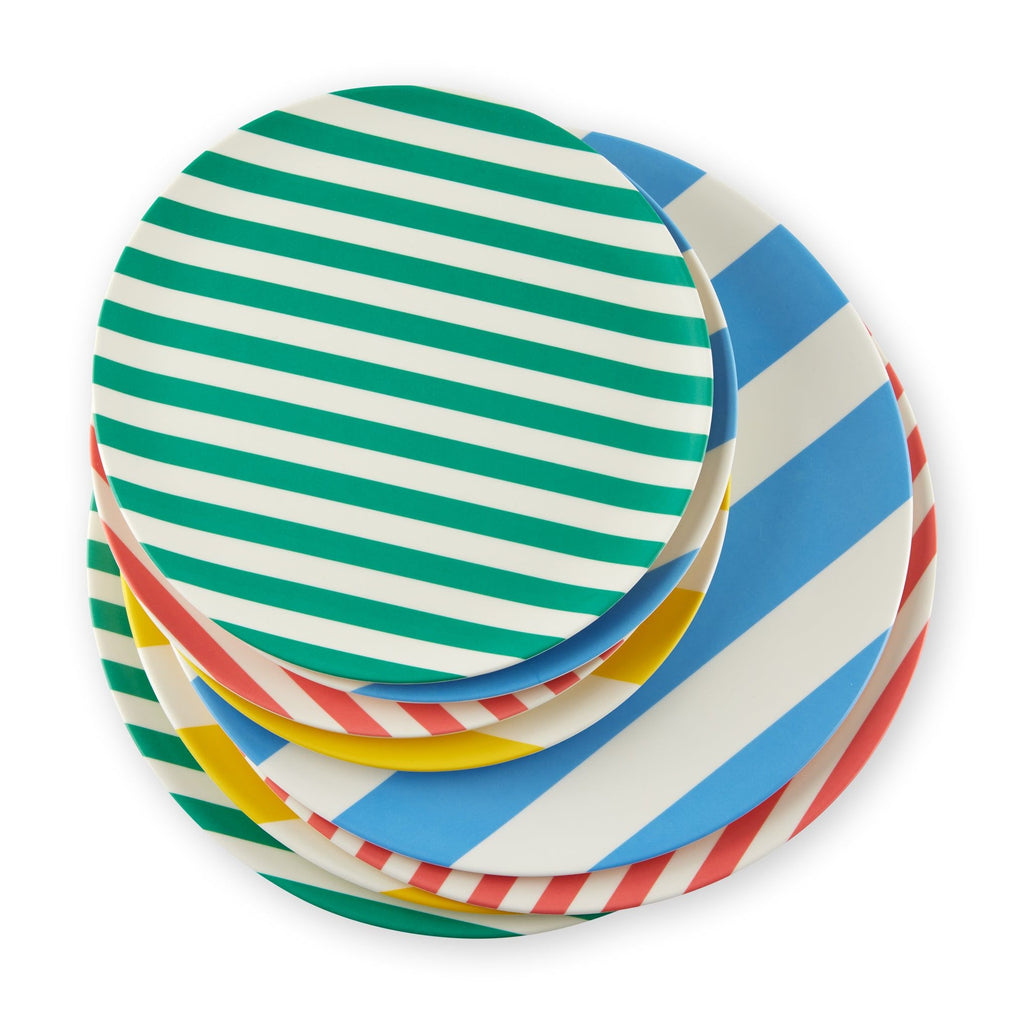 Bamboo Colorful Striped Dinnerware - Set of 4 - Dessert Plate