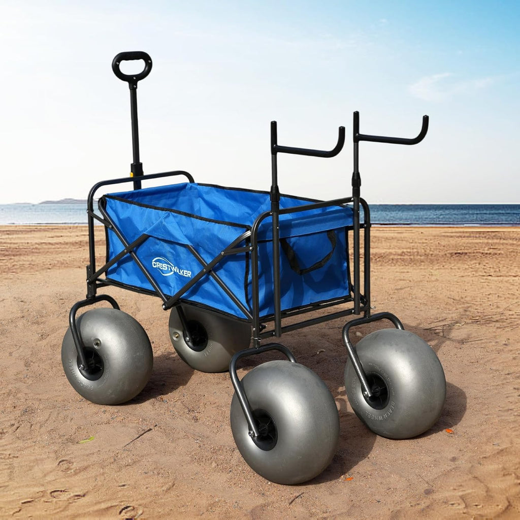 Beach Cart with 13" Balloon Wheels, Chair Racks &amp; Pump Included