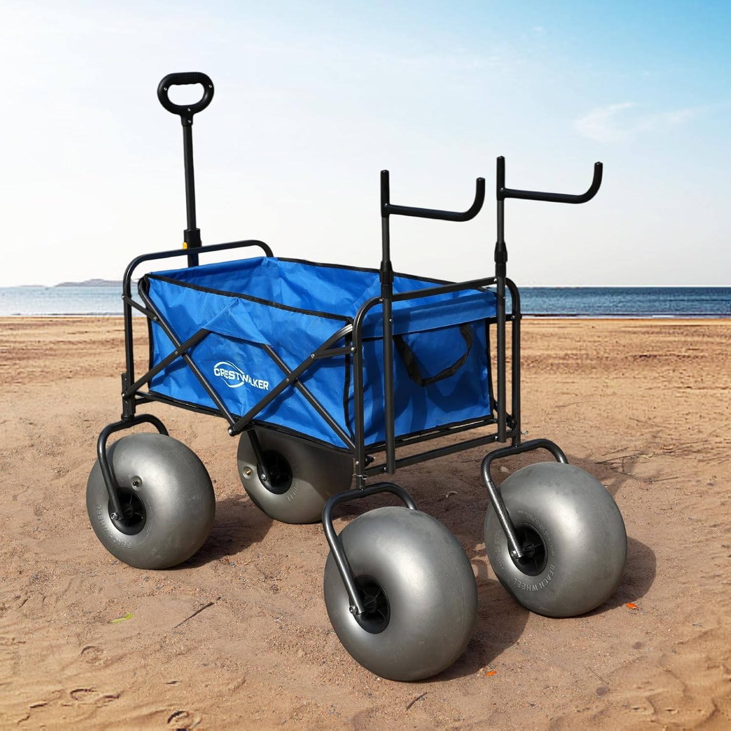 Beach Cart with 13" Balloon Wheels, Chair Racks &amp; Pump Included