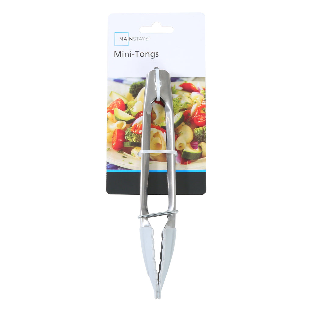 Stainless Steel and Silicone Mini Food Tongs Grey