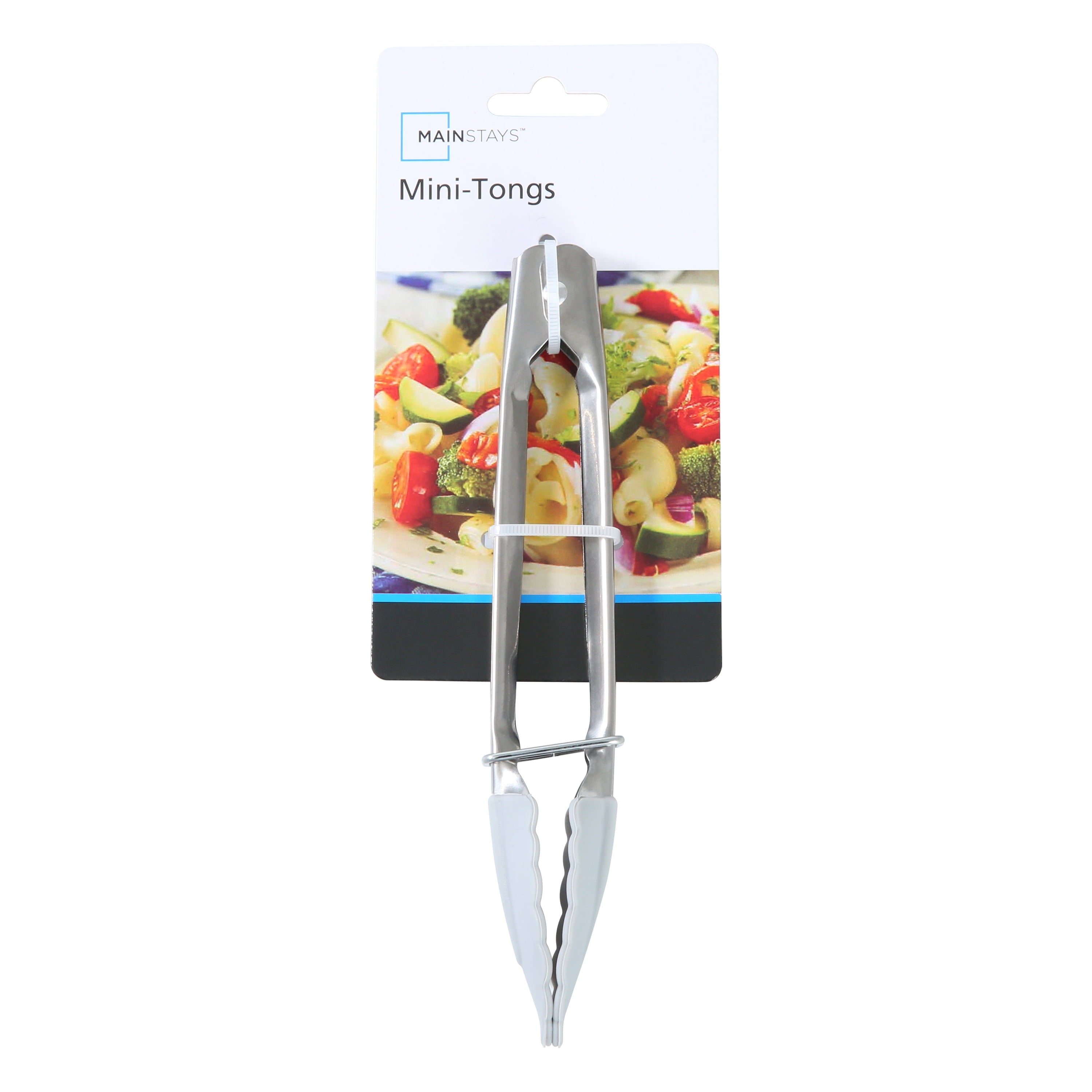 Stainless Steel and Silicone Mini Food Tongs Grey
