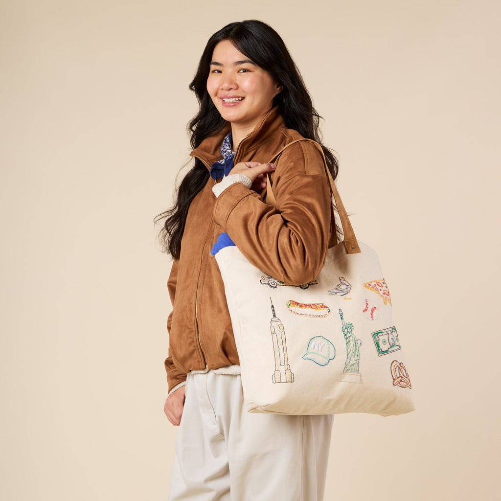 DIY Embroidery Stitch Your City NYC Tote Bag