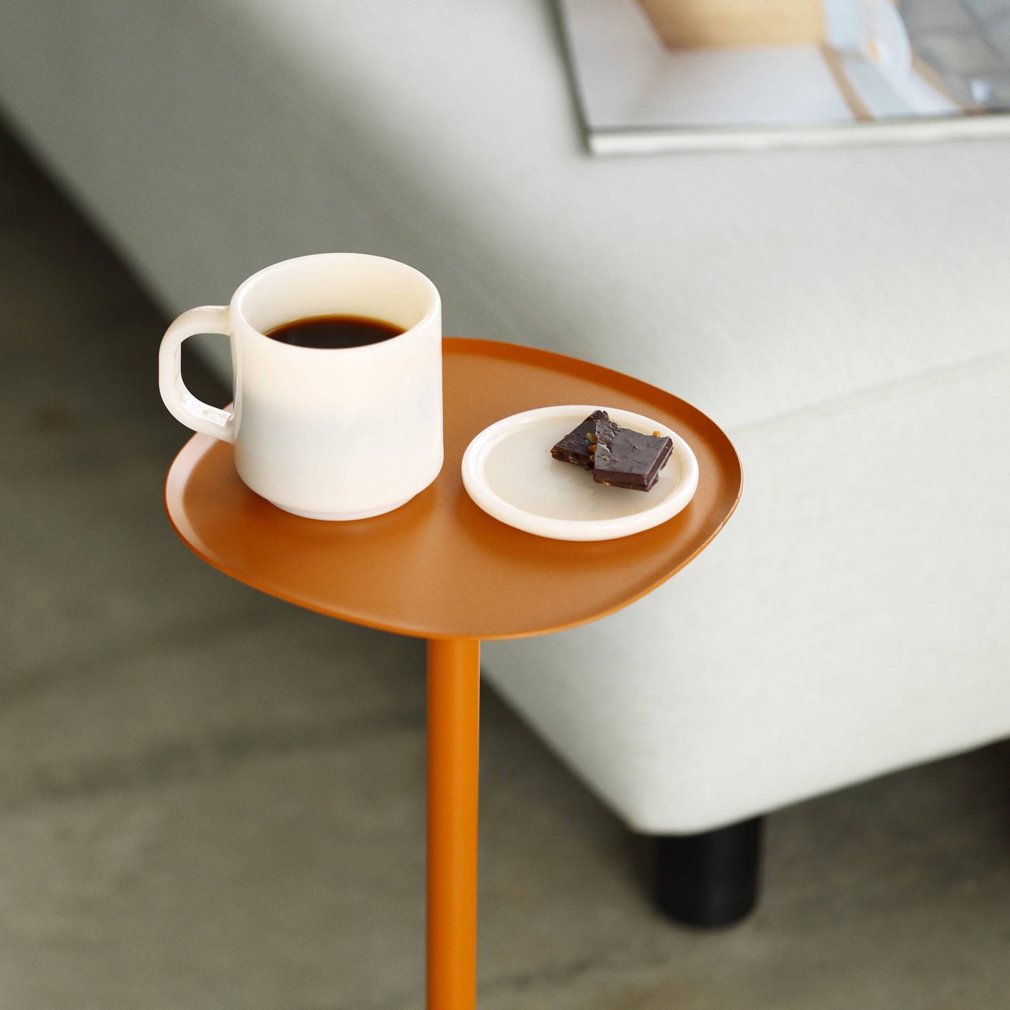 Pedestal Side Table - Tan Orange