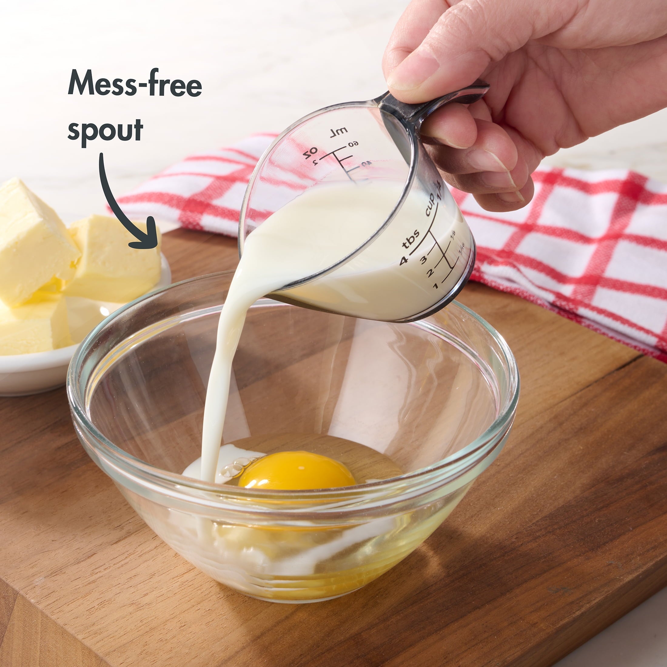 1/4C Plastic Mini Measuring Cup, Black/Transparent