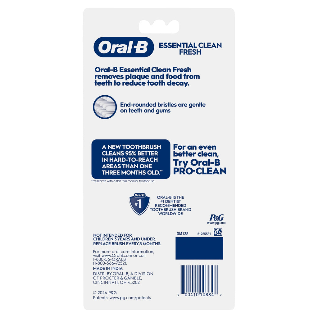 (4 pack)  Toothbrush Pack, Essential Clean Manual Toothbrushes, Soft Bristles, 6 Count