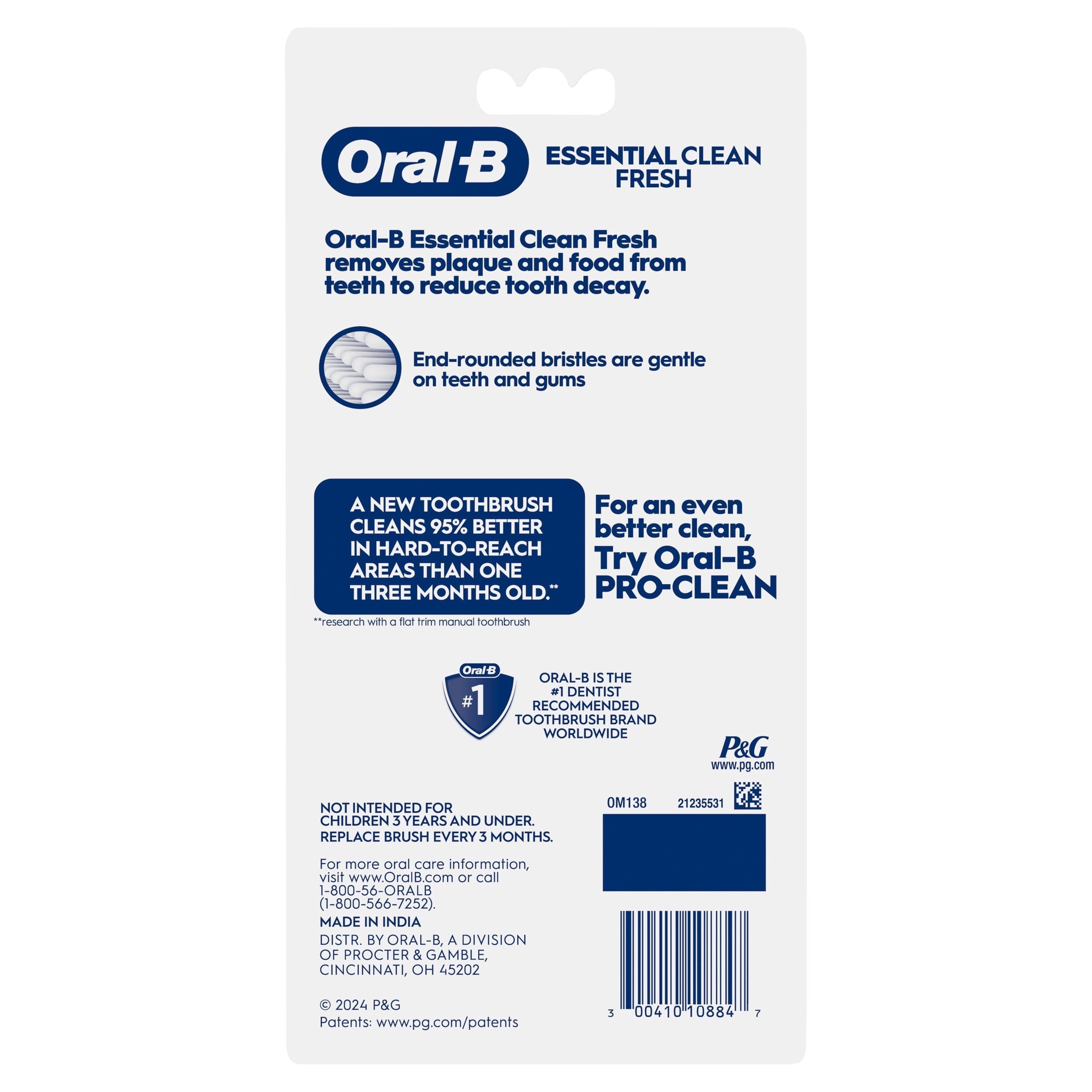 (4 pack)  Toothbrush Pack, Essential Clean Manual Toothbrushes, Soft Bristles, 6 Count