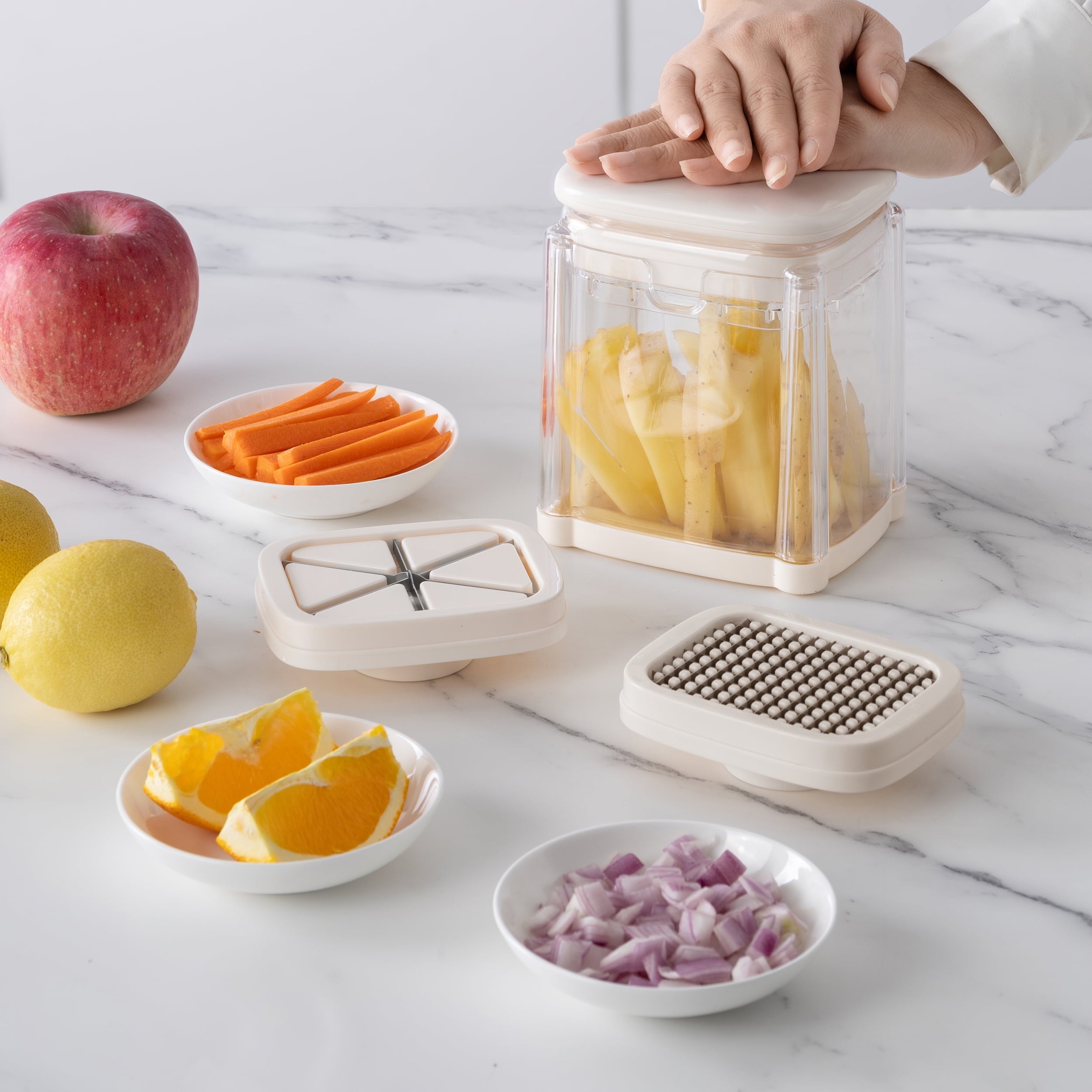 Veggie Chopper with 3 Interchangeable Blades Easy & Versatile
