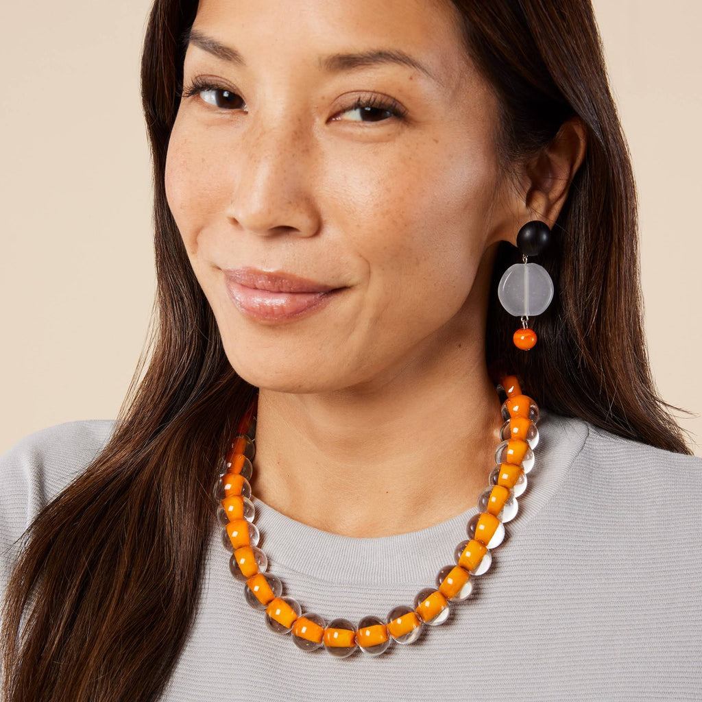 Glass Ball Strip Necklace - Mandarin