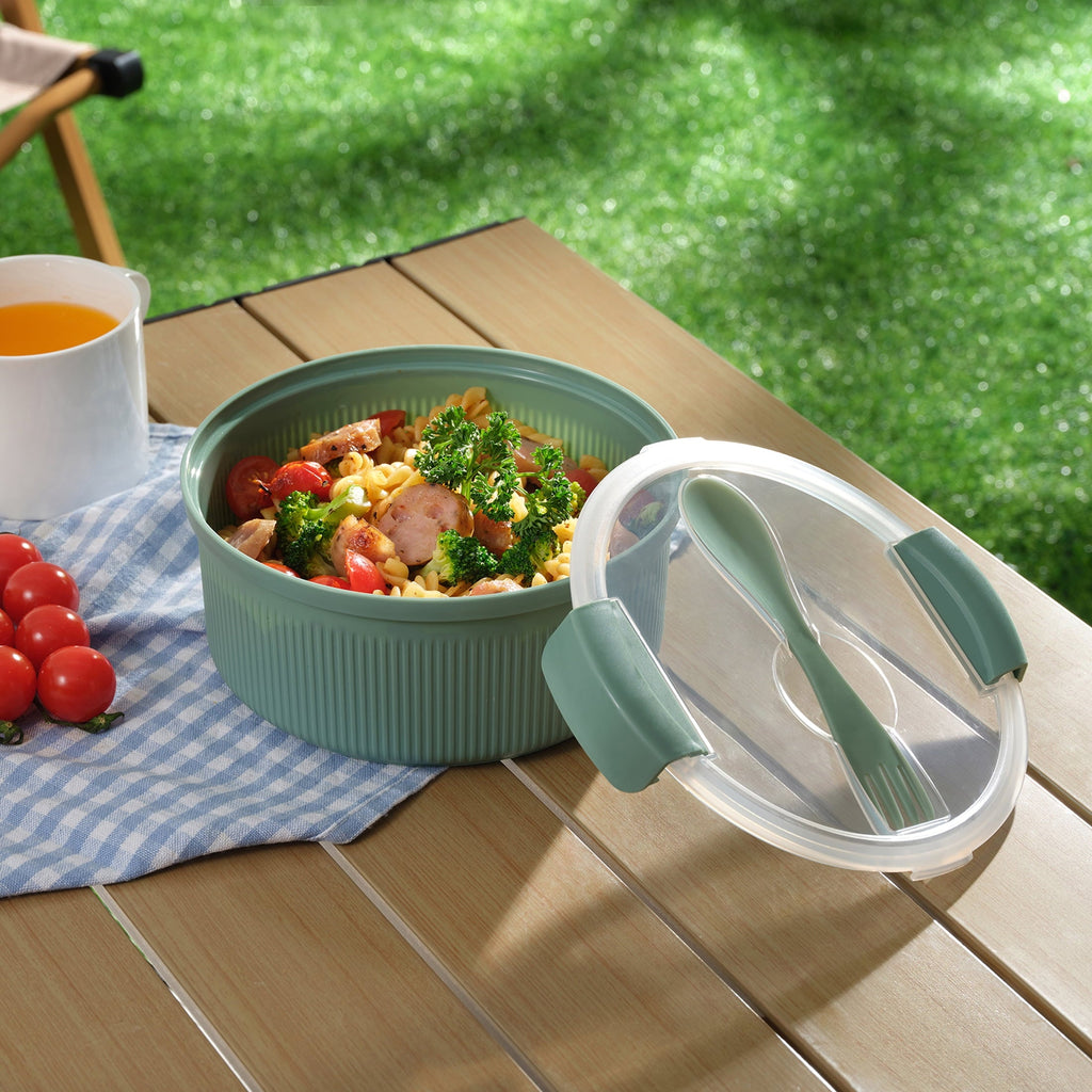 (2 pack) Food Storage Bento Container, Round, Green, 47oz Capacity, A Practical Choice for School Lunches a...