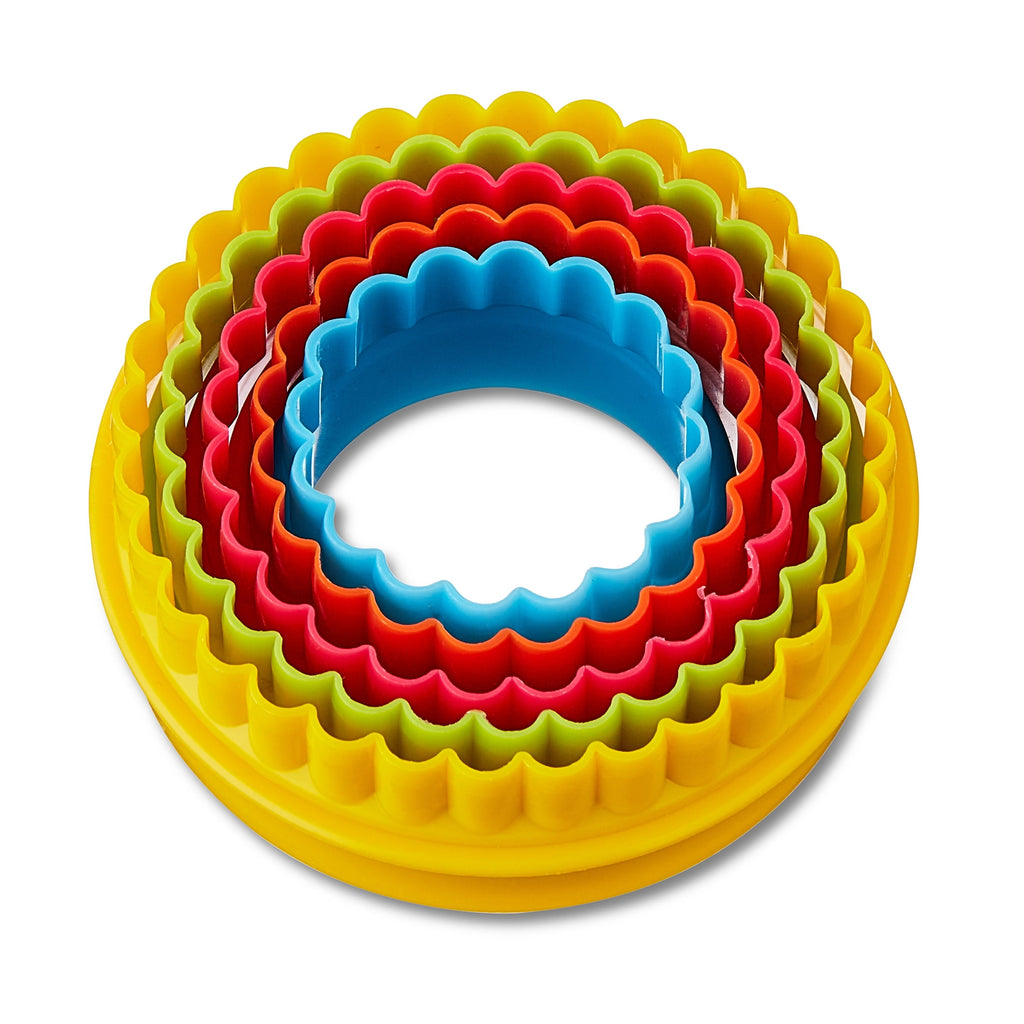 Round Double-Sided Plastic Cookie Cutter Set, 5 Pieces