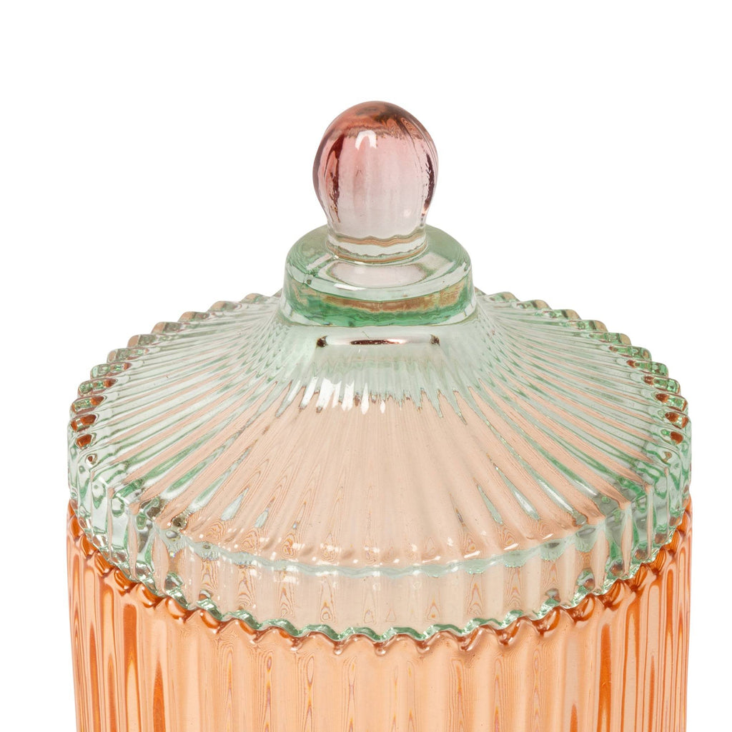 Candy Stripe Glass Storage Jar - Orange/ Light Mint