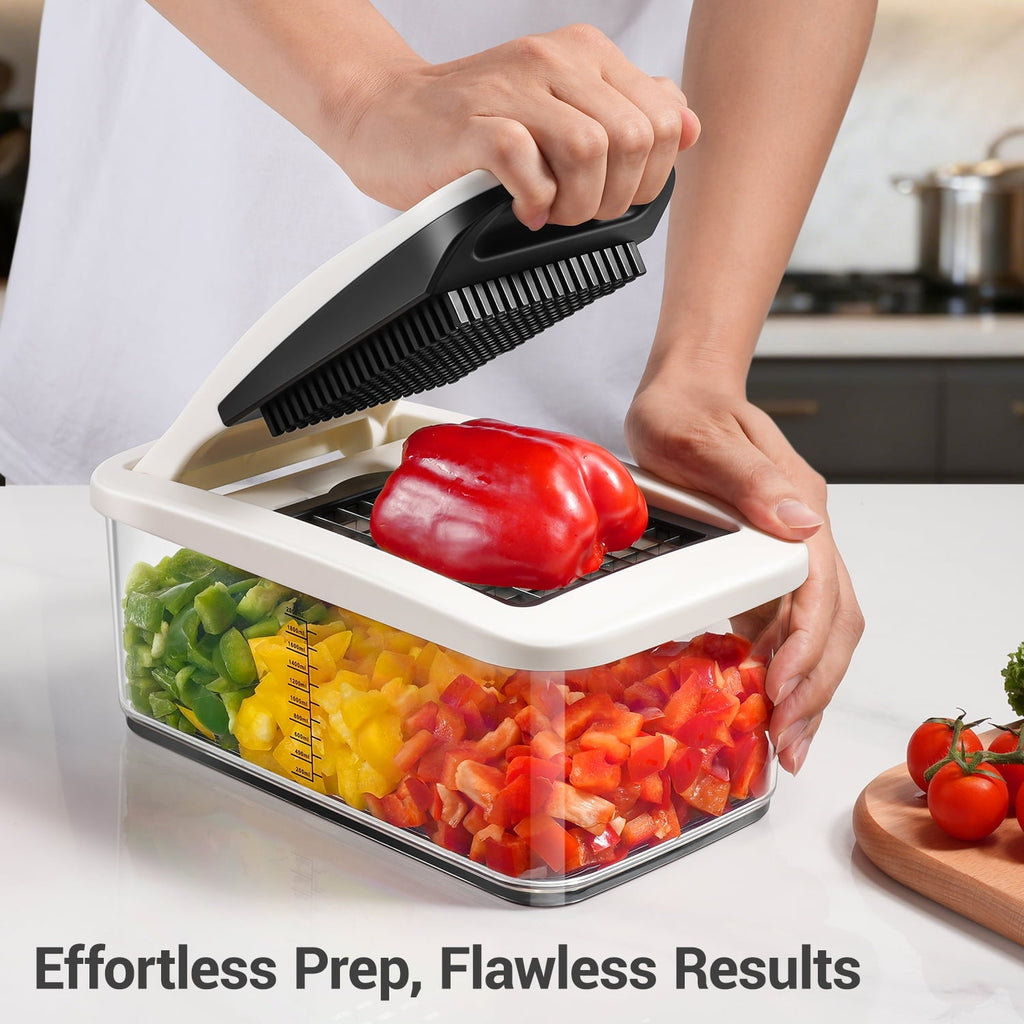Vegetable Chopper Dicer, Heavy-Duty Veggie Food Onion Chopper with 6 Blades & Container, Multifunctional Veget...