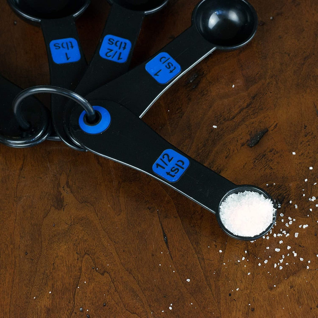 10 Piece Easy Read Measuring Cups & Spoons Set - Black / Blue