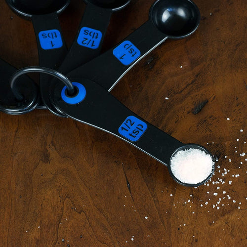 10 Piece Easy Read Measuring Cups & Spoons Set - Black / Blue