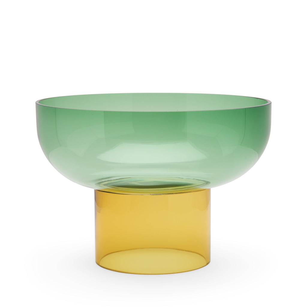 Dual Color Glass Fruit Bowl - Green/ Yellow