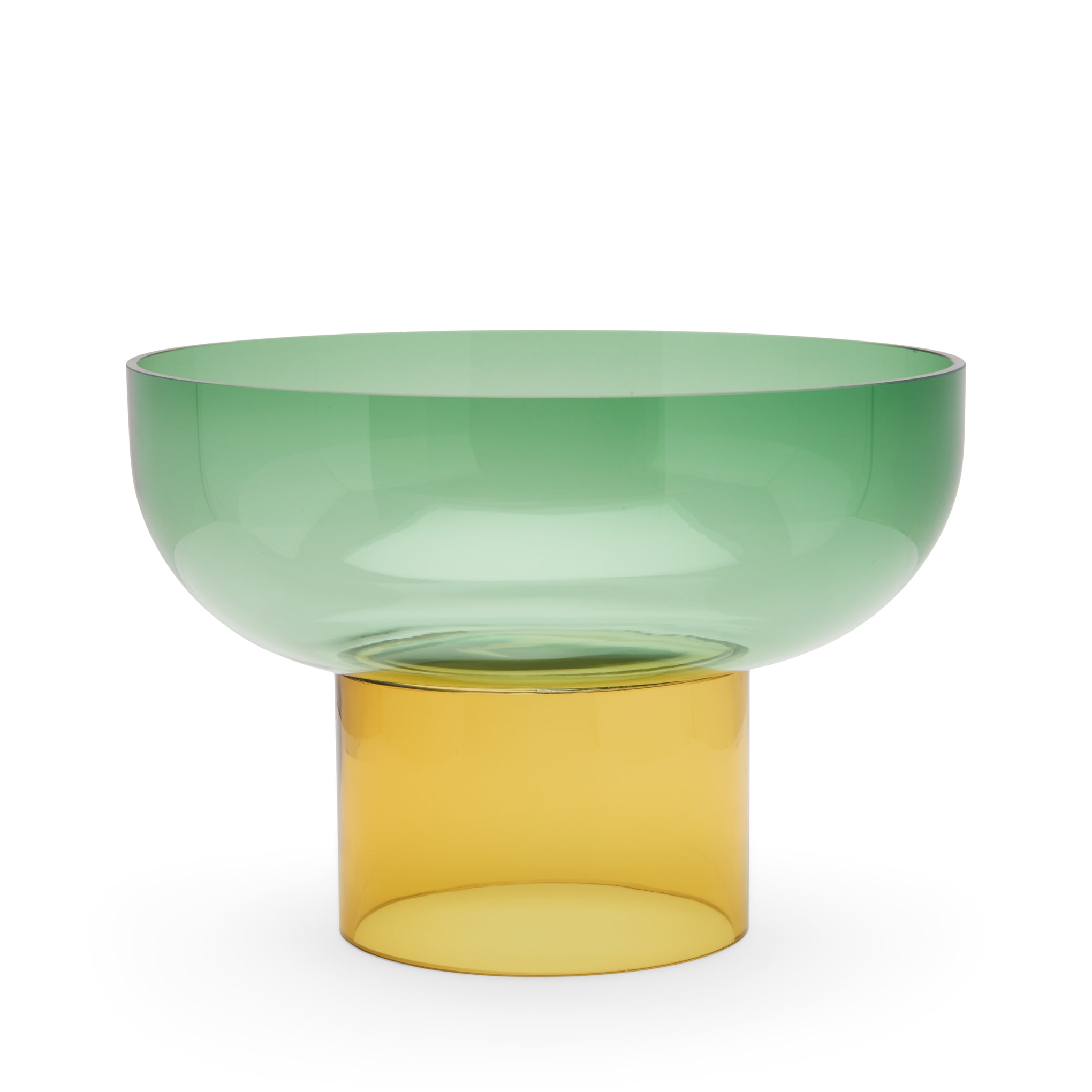 Dual Color Glass Fruit Bowl - Green/ Yellow