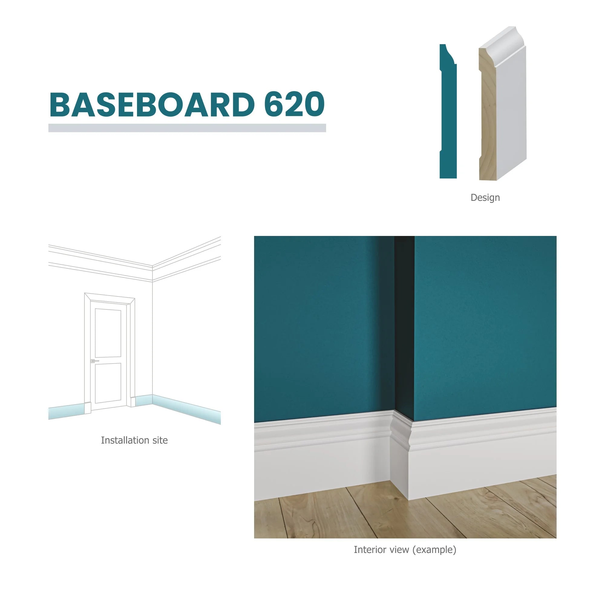 RMB 620 9/16 in.D x 4 1/4 in. W x 96 in. L Primed Finger-Joined Pine Baseboard Molding 10-pcs 80 Ft Total